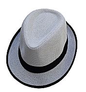 Boys White Straw Fedora Hat