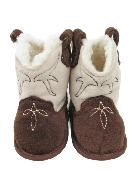 Baby Deer Sherpa-Lined Cowboy Boot Slippers