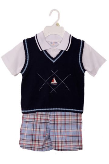 Sailor Boy Cotton Sweater Vest & Shorts