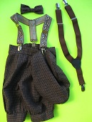 One of a Kind  Brown Plaid  Knicker Set & 2 Suspenders