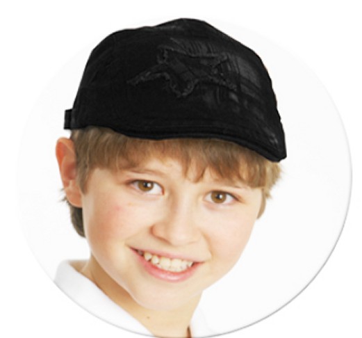 Distressed Cotton Star Applique Kids Driver Hat - Black