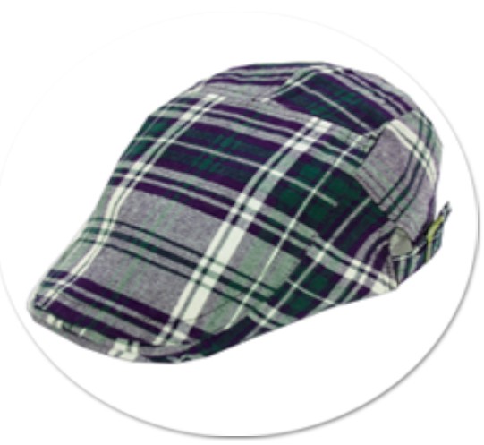 Navy Plaid Brushed Cotton Golf Driver Hat