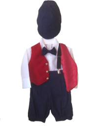 *Exclusive* Be Mine Navy Knicker Set With Red Velvet Finish Vest