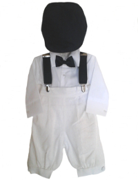 *Exclusive* Boys White Knicker Set With Navy Accent Wear