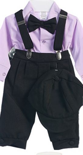 Infant Boys Black Knicker Pants with Lavender Shirt