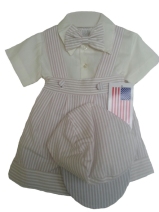 Baby Boy Seersucker 4 Pc Outfit - Khaki *Sale*