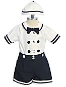 3 - Piece Infant Sailor Short Set & Beanie