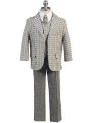 Boys Checked Gray Linen Suit *Sale*
