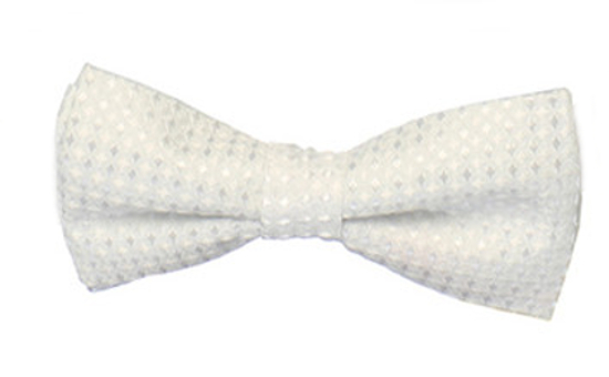 Microfiber Diamond Patterned Boy's Bow Ties - White