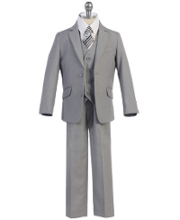 *New* Boys Medium Gray Slim Cut 5-Piece Suit