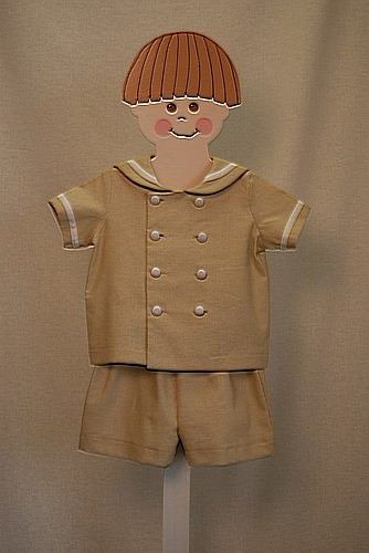 Boy's Nautical Cotton 2 - Piece Sailor Short Set - Khaki