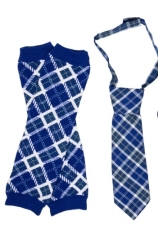 2 Pc Blue Plaid Tie & Arm/Leg Warmers Set *Sale*