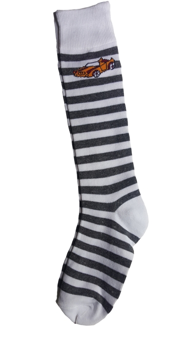 Boys Stripe Knee Socks - White and Gray
