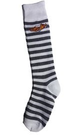 Boys Stripe Knee Socks - White and Gray