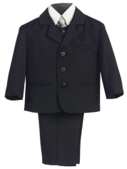 Boys Classic Black 5-Piece Suit
