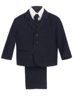 Black Pin Stripe Lito Boys Suit - Sz 6