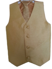Silk Vest w Wrap Around Long Tie - Gold