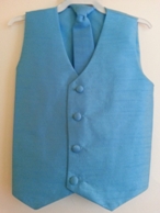 Sale! Silk Vest w Necktie - Turquoise
