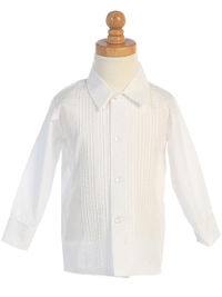 Pin Tuck Tuxedo Shirt - White