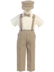 Ring Bearer Pants / Suspenders Set - Khaki