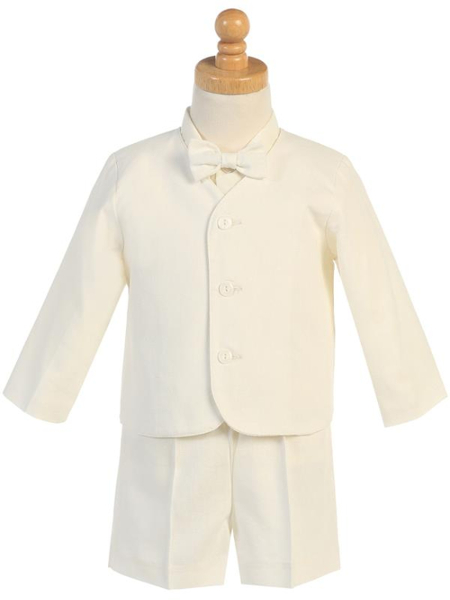 Rayon-Linen Eton Jacket and Shorts Set - Ivory