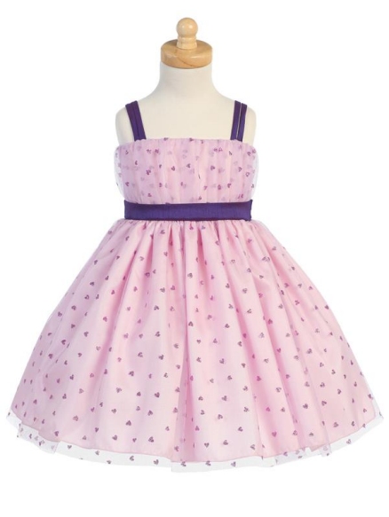 Lito Pink Heart Glitter Tulle Dress - Toddlers
