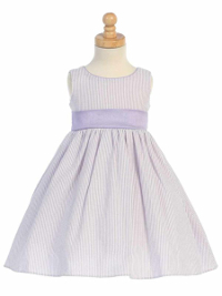 Sister Striped Seersucker Dress - Lilac