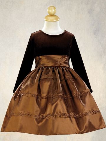 Brown Velvet And Taffeta Girl's Holiday Dress SALE