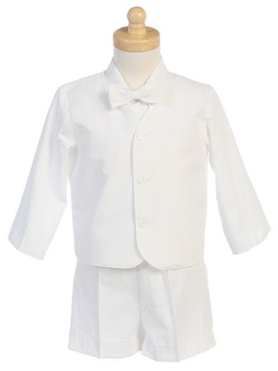 Close-Out White Seersucker Eton Suit 18-24 mo