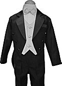Black Notch Tuxedo Tailcoat With Color Choice Vest / White Tuxedo Shirt