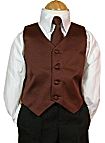 2 Piece - Chocolate Satin Vest with Tie OR Bow Tie