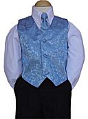 2 Piece - Lt Blue Jacquard Vest & Tie Set