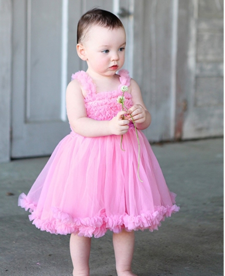 Girl's Ruffled Petti Dress - Pink