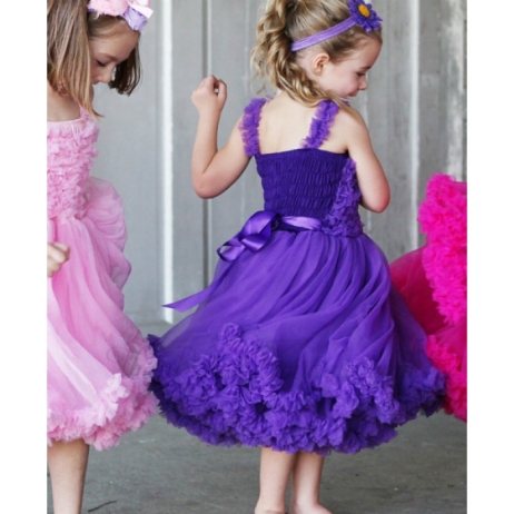 Girl's Ruffled Petti Dress - Purple