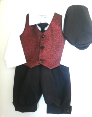 *Exclusive* Holiday Burgundy Jacquard Vest and Black Knickerbocker Set
