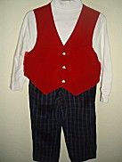 Toddler Boys 3-Pc Red Vest & Plaid Pants Set Complete Look