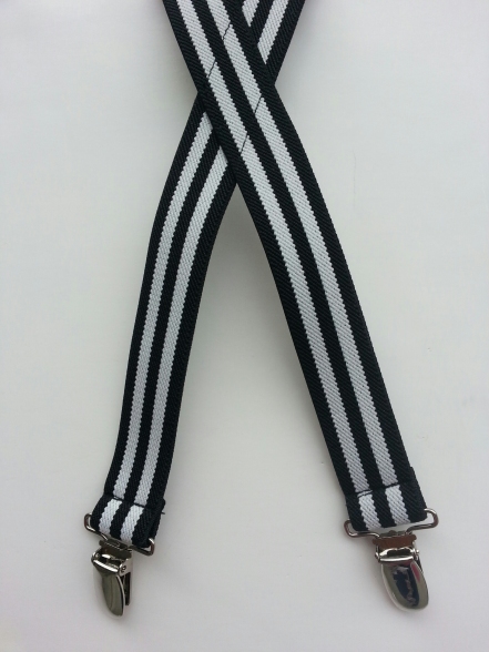 Kids Striped Suspenders - Black / White