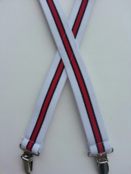 SALE! Kids Striped Suspenders - White / Red