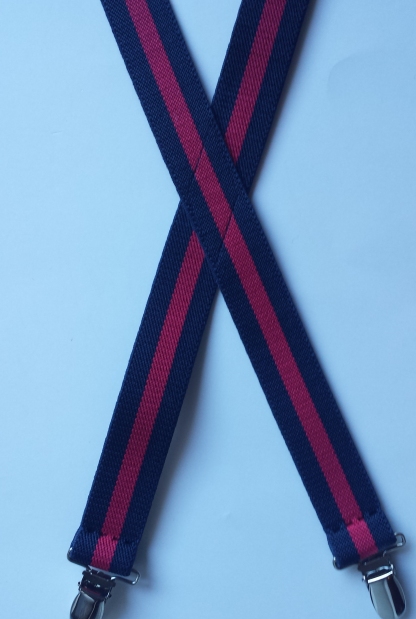 Kids Elastic Suspenders - Navy / Red Stripe