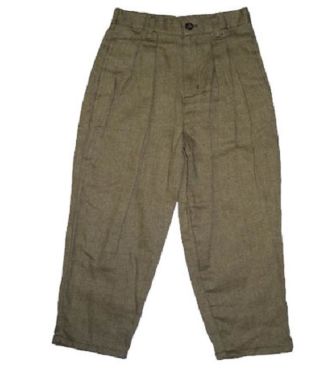 Brown Herringbone Tweed Cotton Trousers Pants
