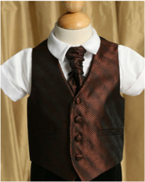 English Vest w Ruche Tie Cravat - Chocolate Brown