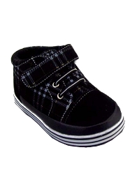 **Blow-Out Sale** Infant/Toddler Black Plaid Velcro Strap Sneakers