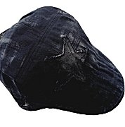 Distressed Cotton Star Applique Kids Driver Hat - Black