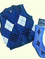 2 Pc Toddler Argyle Sweater Vest & Knee Socks - Blue