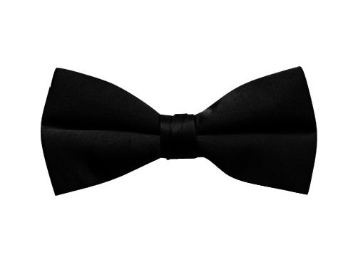 black clip-on satin bow tie