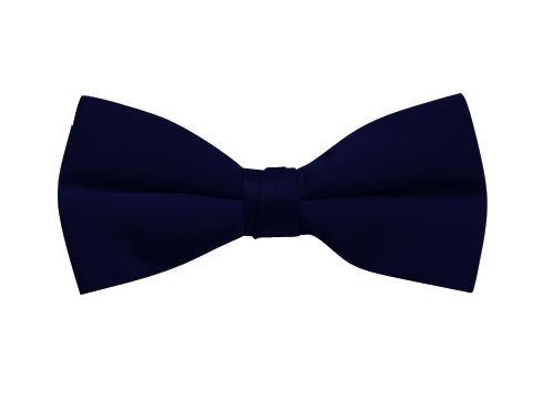 navy clip-on satin bow tie