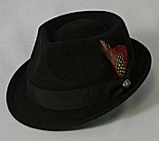 Black Wool Zoot Fedora Hat / Black Band