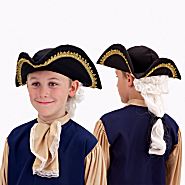 Kids Boys Colonial Hat with Wig Child Costume