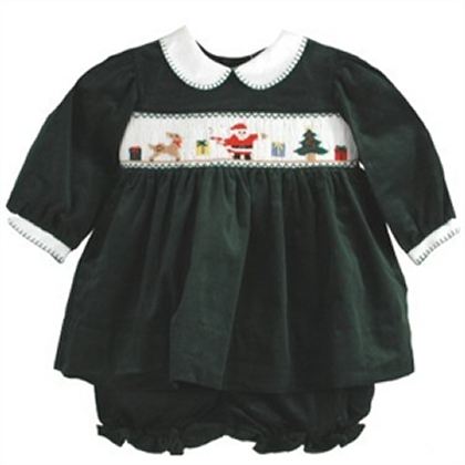 Infants Smocked Corduroy Holiday Dress SALE