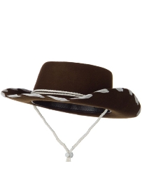 Cowboy Hat in Wool Felt w Contrast Trim - Brown